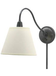 Hyde Park Swing-Arm Lamp with Off-White Linen Shade in Oil-Rubbed Bronze.